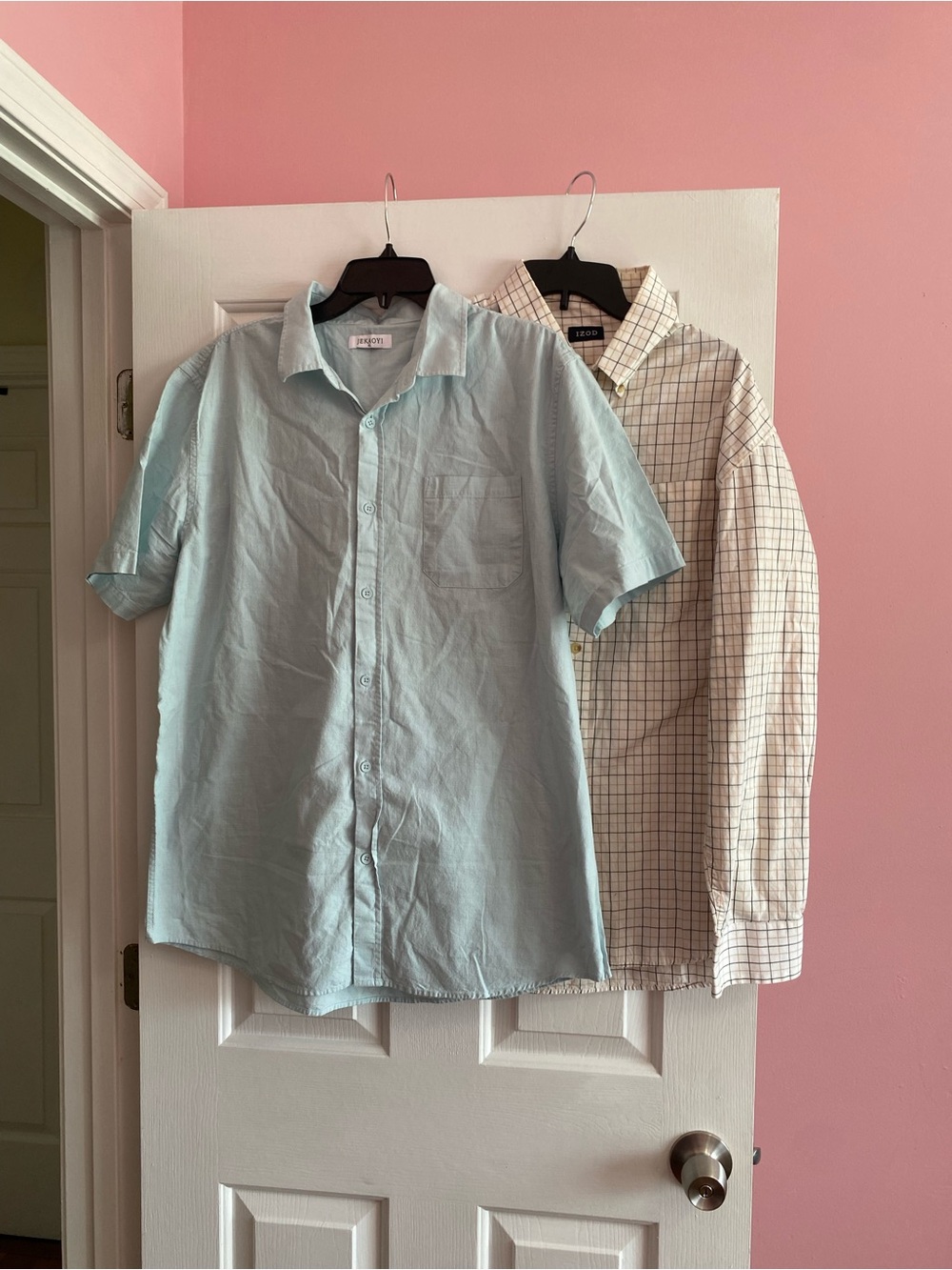 Light Blue Short-Sleeve Casual Button-Up Shirt - Unbranded